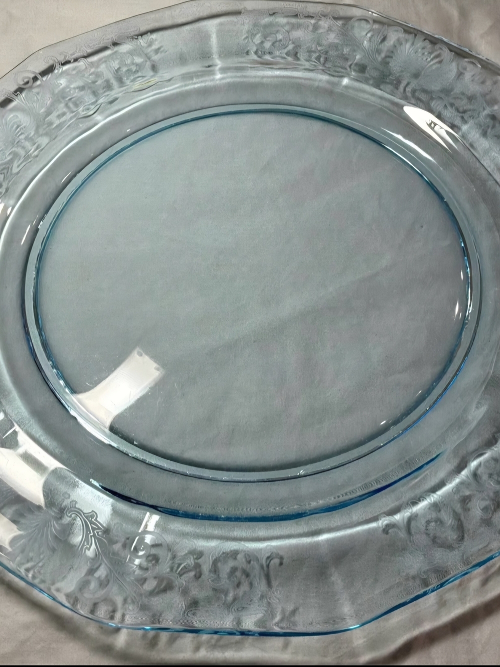 Clear Glass Charger Plate with Light Blue Tint - Home Dining